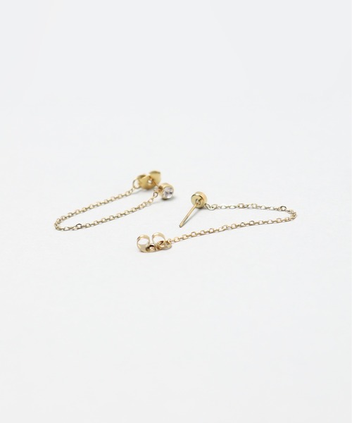 ieLS(イエルズ)の「金属アレルギー対応「ieLS」ステンレス CZチェーンピアス(ピアス(両耳用)・レディース・ゴールド・ONE SIZE)」の6枚目の写真