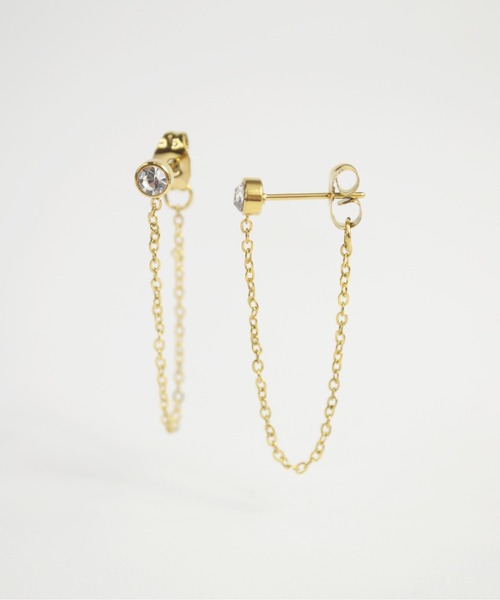 ieLS(イエルズ)の「金属アレルギー対応「ieLS」ステンレス CZチェーンピアス(ピアス(両耳用)・レディース・ゴールド・ONE SIZE)」の7枚目の写真