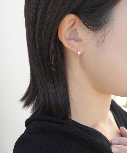 ieLS(イエルズ)の「金属アレルギー対応「ieLS」ステンレス CZチェーンピアス(ピアス(両耳用)・レディース・ゴールド・ONE SIZE)」の8枚目の写真