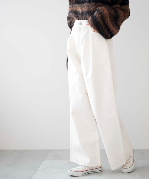 WEGO（ウィゴー）の「WEGO/ウエストフックデニムワイドパンツ（デニムパンツ・レディース・ホワイト/グレー/ライトインディゴブルー・SMALL/MEDIUM）」の2枚目の写真