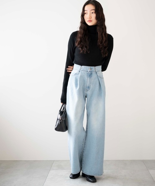 WEGO（ウィゴー）の「WEGO/ウエストフックデニムワイドパンツ（デニムパンツ・レディース・ホワイト/グレー/ライトインディゴブルー・SMALL/MEDIUM）」の6枚目の写真