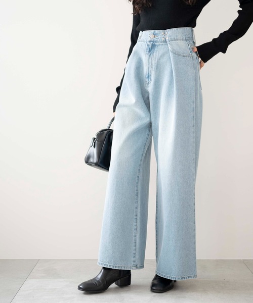 WEGO（ウィゴー）の「WEGO/ウエストフックデニムワイドパンツ（デニムパンツ・レディース・ホワイト/グレー/ライトインディゴブルー・SMALL/MEDIUM）」の21枚目の写真