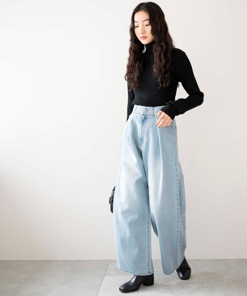 WEGO（ウィゴー）の「WEGO/ウエストフックデニムワイドパンツ（デニムパンツ・レディース・ホワイト/グレー/ライトインディゴブルー・SMALL/MEDIUM）」の22枚目の写真