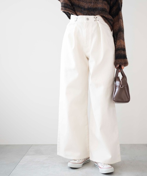 WEGO（ウィゴー）の「WEGO/ウエストフックデニムワイドパンツ（デニムパンツ・レディース・ホワイト/グレー/ライトインディゴブルー・SMALL/MEDIUM）」の11枚目の写真