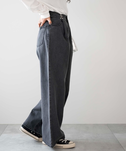 WEGO（ウィゴー）の「WEGO/ウエストフックデニムワイドパンツ（デニムパンツ・レディース・ホワイト/グレー/ライトインディゴブルー・SMALL/MEDIUM）」の17枚目の写真