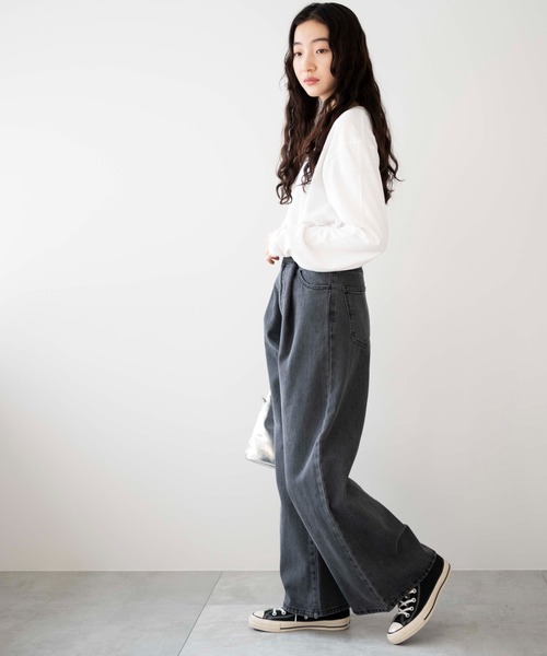 WEGO（ウィゴー）の「WEGO/ウエストフックデニムワイドパンツ（デニムパンツ・レディース・ホワイト/グレー/ライトインディゴブルー・SMALL/MEDIUM）」の18枚目の写真