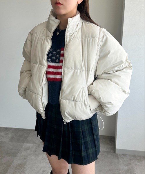 apres jour mignon(アプレジュールミニョン)の「ダウンライク2WAYスタンドブルゾン【ZOZOTOWN限定アイテム】(ブルゾン・レディース・オフホワイト/チャコールグレー/ライトグレー/ブラック・X-LARGE/フリー)」の7枚目の写真