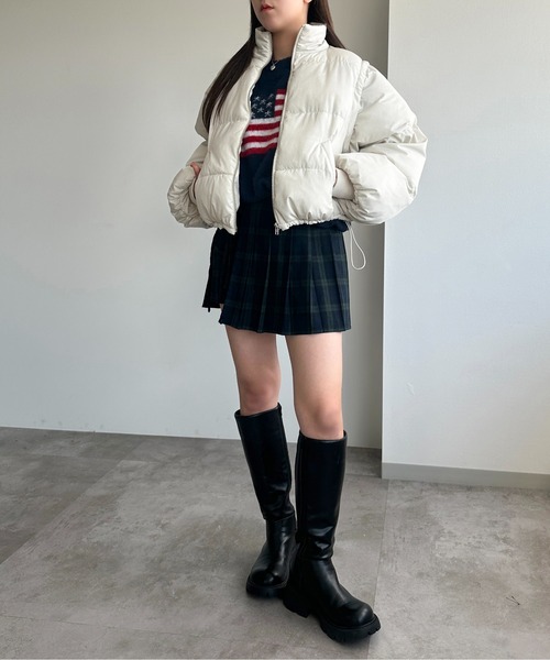 apres jour mignon(アプレジュールミニョン)の「ダウンライク2WAYスタンドブルゾン【ZOZOTOWN限定アイテム】(ブルゾン・レディース・オフホワイト/チャコールグレー/ライトグレー/ブラック・X-LARGE/フリー)」の8枚目の写真