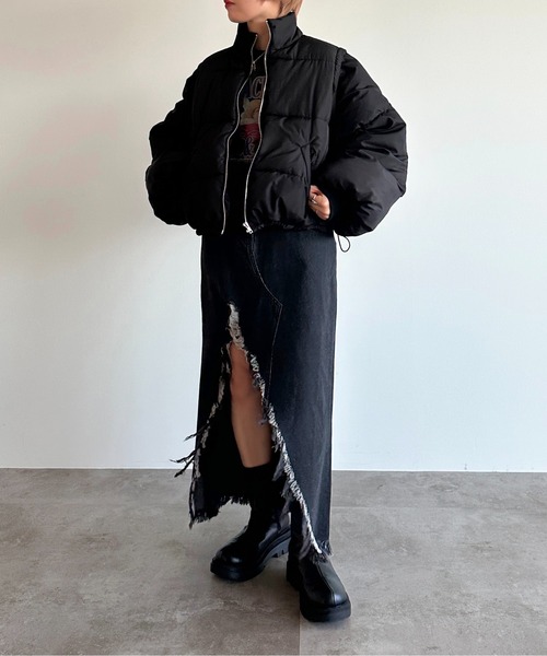 apres jour mignon(アプレジュールミニョン)の「ダウンライク2WAYスタンドブルゾン【ZOZOTOWN限定アイテム】(ブルゾン・レディース・オフホワイト/チャコールグレー/ライトグレー/ブラック・X-LARGE/フリー)」の22枚目の写真