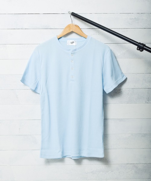 Bling Leads（ブリングリーズ）の「★Bling leads★ サーマル半袖ヘンリーネックTシャツ（Tシャツ/カットソー・レディース・ピンク/ホワイト/グレー/サックスブルー/ネイビー/カーキ/ブラック・LARGE/MEDIUM/X-LARGE）」の6枚目の写真