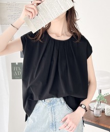 新品 タックスリーブカットトップス 白 index｜《10色展開/XS-LLサイズ》コットンスムースタック