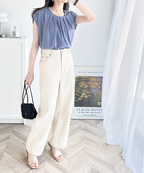 セール】ブラウスライクな綺麗見えカットソー。ひんやり冷感フレンチ