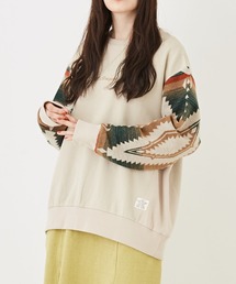 CUBE SUGAR | スウェット×ジャガードクルーネックプルオーバー(スウェット)