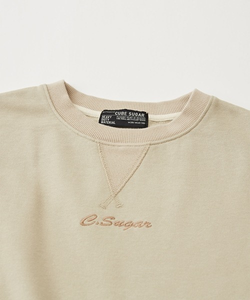CUBE SUGAR（キューブシュガー）の「スウェット×ジャガードクルーネックプルオーバー（スウェット・レディース・ブラック/カーキ/ナチュラル・M）」の10枚目の写真