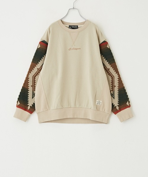 CUBE SUGAR（キューブシュガー）の「スウェット×ジャガードクルーネックプルオーバー（スウェット・レディース・ブラック/カーキ/ナチュラル・M）」の19枚目の写真