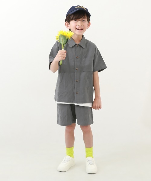 devirock（デビロック）の「半袖 シャツセットアップ（セットアップ・キッズ・グレー系/チャコール/パープル系・160cm/150cm/140cm/130cm/120cm/110cm/100cm）」の4枚目の写真