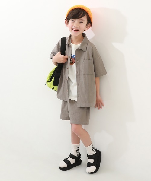 devirock（デビロック）の「半袖 シャツセットアップ（セットアップ・キッズ・グレー系/チャコール/パープル系・160cm/150cm/140cm/130cm/120cm/110cm/100cm）」の5枚目の写真