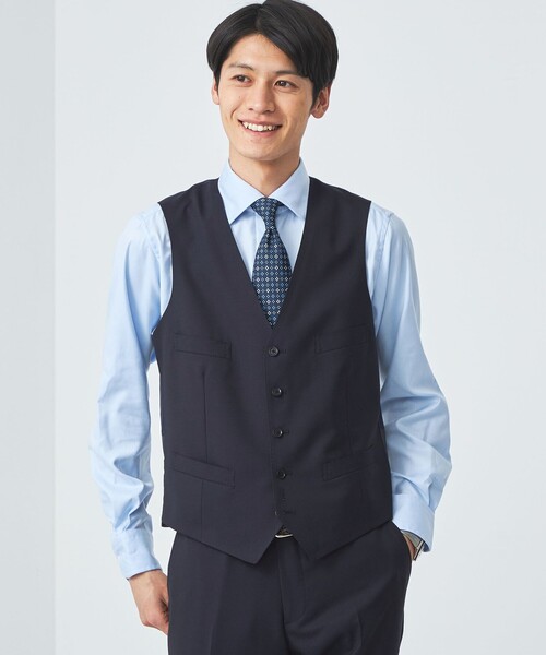 green label relaxing(グリーンレーベルリラクシング)の「REDA トロピカルムジ 5B スーツベスト(スーツベスト・メンズ・ロイヤルブルー/ダークブラウン/ブラック/ネイビー・50/48/42/52/46/44)」の4枚目の写真