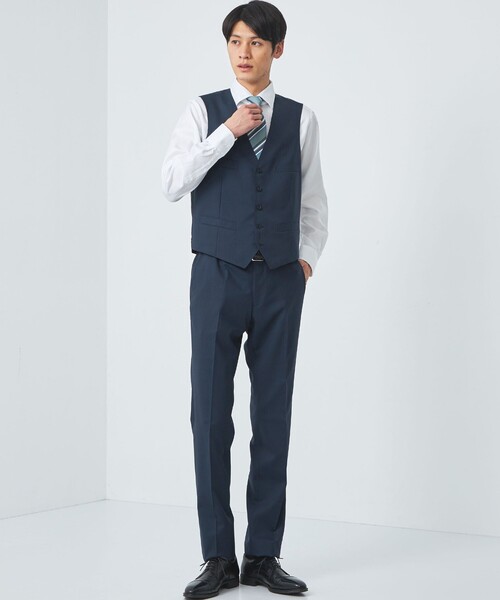 green label relaxing(グリーンレーベルリラクシング)の「REDA トロピカルムジ 5B スーツベスト(スーツベスト・メンズ・ロイヤルブルー/ダークブラウン/ブラック/ネイビー・50/48/42/52/46/44)」の6枚目の写真