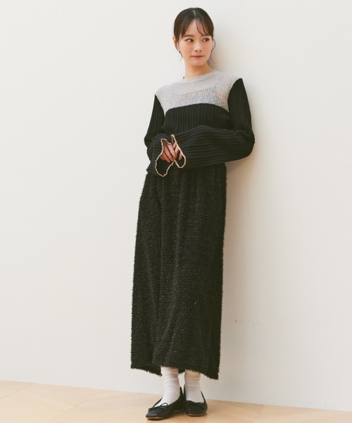 paravion（パラビオン）の「袖フレア配色シアーニット（ニット/セーター・レディース・グレー/ブラック/アイボリー・FREE）」の5枚目の写真