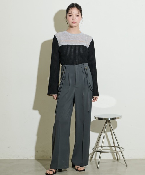 paravion（パラビオン）の「袖フレア配色シアーニット（ニット/セーター・レディース・グレー/ブラック/アイボリー・FREE）」の17枚目の写真