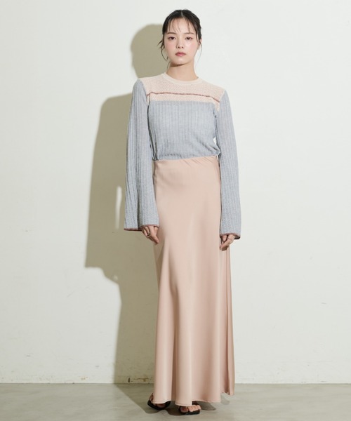 paravion（パラビオン）の「袖フレア配色シアーニット（ニット/セーター・レディース・グレー/ブラック/アイボリー・FREE）」の21枚目の写真