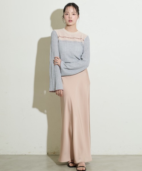 paravion（パラビオン）の「袖フレア配色シアーニット（ニット/セーター・レディース・グレー/ブラック/アイボリー・FREE）」の22枚目の写真