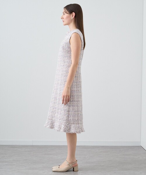 ANAYI（アナイ）の「【セットアップ対応商品】ペールピンクツイードキーネック ワンピース（ワンピース・レディース・ピンク・38/36/34）」の8枚目の写真
