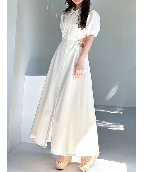 RESEXXY（リゼクシー）の「ウエストオープンシャツワンピース（ワンピース・レディース・チャコールグレー/ブラック/ホワイト/その他1・FREE）」の2枚目の写真