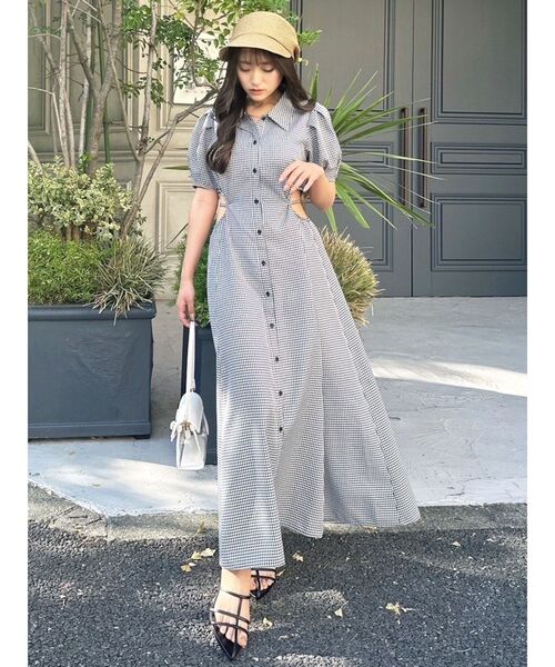 RESEXXY（リゼクシー）の「ウエストオープンシャツワンピース（ワンピース・レディース・チャコールグレー/ブラック/ホワイト/その他1・FREE）」の7枚目の写真