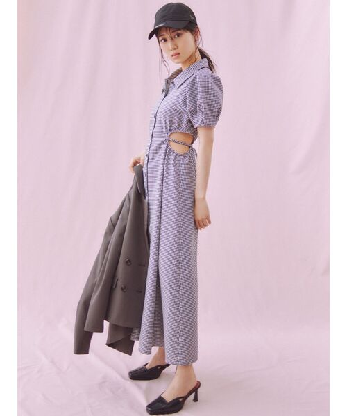 RESEXXY（リゼクシー）の「ウエストオープンシャツワンピース（ワンピース・レディース・チャコールグレー/ブラック/ホワイト/その他1・FREE）」の9枚目の写真