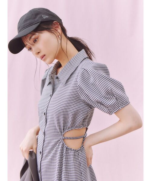 RESEXXY（リゼクシー）の「ウエストオープンシャツワンピース（ワンピース・レディース・チャコールグレー/ブラック/ホワイト/その他1・FREE）」の10枚目の写真