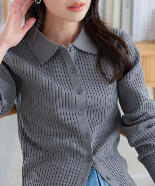 KOBE LETTUCE（コウベレタス）の「コンパクト丈 リブポロニット