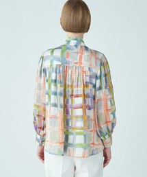 ボールジィ スタックチェックプリント ボウタイブラウス　トゥモローランド ブルー ボールジィ スタックチェックプリント ボウタイブラウス