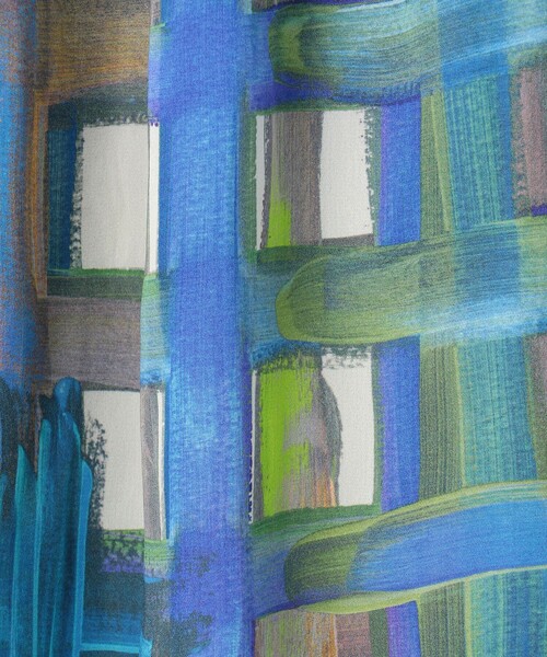 ボールジィ スタックチェックプリント ボウタイブラウス　トゥモローランド ブルー ボールジィ スタックチェックプリント ボウタイブラウス