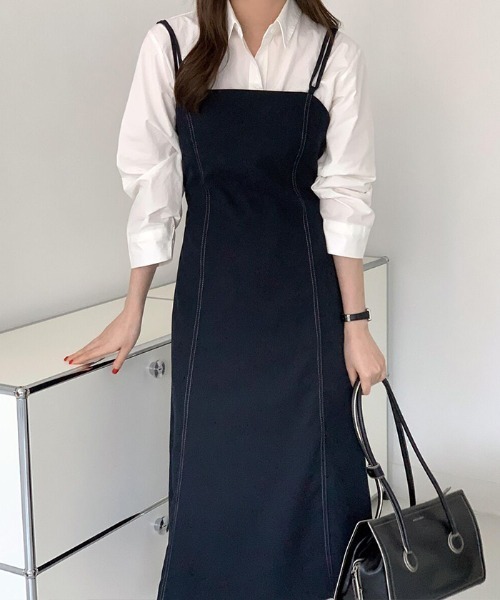 JIL SANDER スクエアネック　ロングワンピース スクエアネックプリントロングワンピース - ベルーナ【公式】