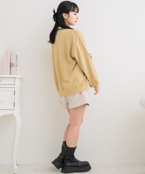 ems excite（エムズエキサイト）の「襟付きステッチ刺繍トレーナー（Tシャツ/カットソー・レディース・ブルー/ホワイト系その他/ベージュ・FREE）」の19枚目の写真