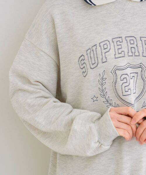 ems excite（エムズエキサイト）の「襟付きステッチ刺繍トレーナー（Tシャツ/カットソー・レディース・ブルー/ホワイト系その他/ベージュ・FREE）」の7枚目の写真