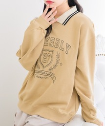 ems excite | 襟付きステッチ刺繍トレーナー(Tシャツ/カットソー)