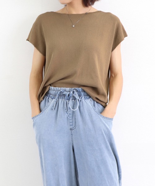 Miniministore(ミニミニストア)の「韓国新作 フレンチスリーブ サマーニット(ニット/セーター・レディース・ラベンダー/ベージュ/グリーン・FREE)」の8枚目の写真