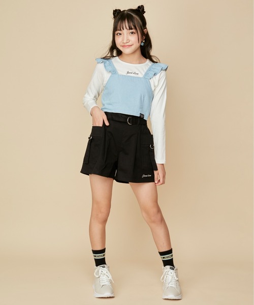 JENNI love(ジェニィラブ)の「ベルト付きカーゴキュロット(カーゴパンツ・キッズ・ブラック/カーキ/ベージュ・130cm/140cm/150cm/160cm)」の4枚目の写真