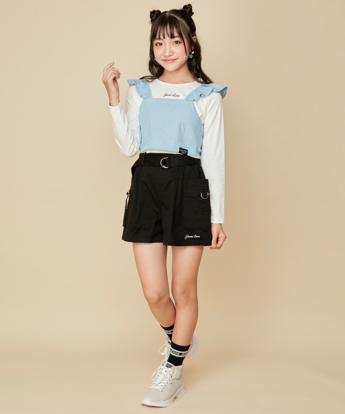 JENNI love(ジェニィラブ)の「ベルト付きカーゴキュロット(カーゴパンツ・キッズ・ブラック/カーキ/ベージュ・130cm/140cm/150cm/160cm)」の5枚目の写真