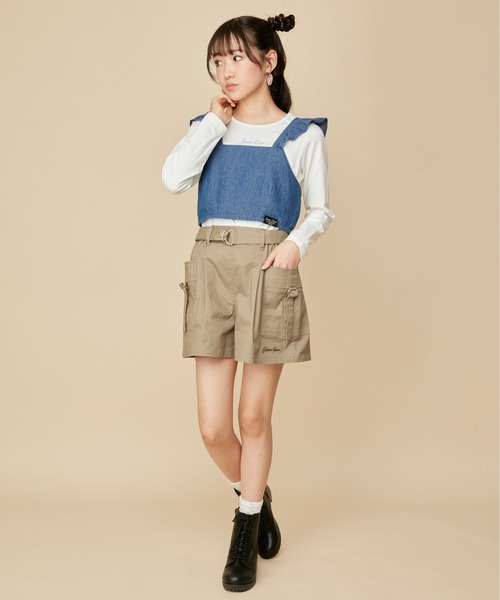 JENNI love(ジェニィラブ)の「ベルト付きカーゴキュロット(カーゴパンツ・キッズ・ブラック/カーキ/ベージュ・130cm/140cm/150cm/160cm)」の7枚目の写真