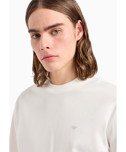 EMPORIO ARMANI（エンポリオアルマーニ）の「【エンポリオ アルマーニ】トラベルエッセンシャル Tシャツ シルケットジャージー（Tシャツ/カットソー・メンズ・ネイビー/グレー/オフホワイト・X-LARGE/SMALL/MEDIUM/LARGE/XX-LARGE/X-SMALL）」の4枚目の写真