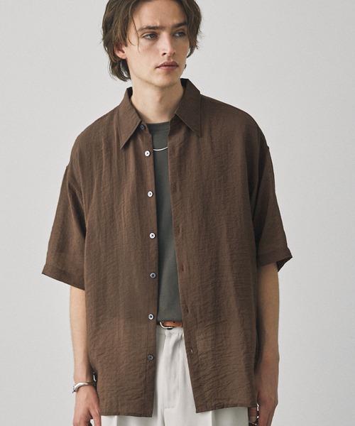 EMMA CLOTHES(エマクローズ)の「シアーS/Sルーズシャツ EMMA CLOTHES(シャツ/ブラウス・メンズ・ブラウン/ブラック/グレイッシュブルー/ライトベージュ/ネイビー・L/M)」の2枚目の写真