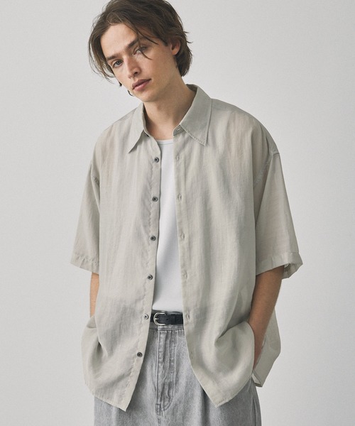 EMMA CLOTHES(エマクローズ)の「シアーS/Sルーズシャツ EMMA CLOTHES(シャツ/ブラウス・メンズ・ブラウン/ブラック/グレイッシュブルー/ライトベージュ/ネイビー・L/M)」の3枚目の写真