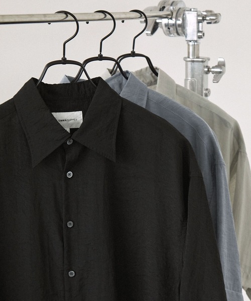 EMMA CLOTHES(エマクローズ)の「シアーS/Sルーズシャツ EMMA CLOTHES(シャツ/ブラウス・メンズ・ブラウン/ブラック/グレイッシュブルー/ライトベージュ/ネイビー・L/M)」の10枚目の写真
