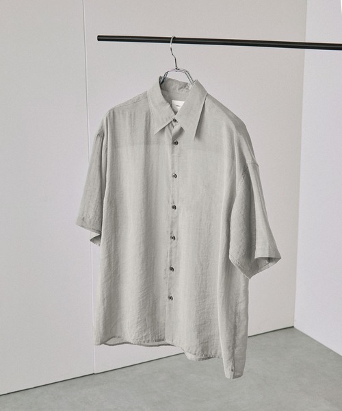 EMMA CLOTHES(エマクローズ)の「シアーS/Sルーズシャツ EMMA CLOTHES(シャツ/ブラウス・メンズ・ブラウン/ブラック/グレイッシュブルー/ライトベージュ/ネイビー・L/M)」の8枚目の写真