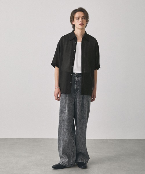 EMMA CLOTHES(エマクローズ)の「シアーS/Sルーズシャツ EMMA CLOTHES(シャツ/ブラウス・メンズ・ブラウン/ブラック/グレイッシュブルー/ライトベージュ/ネイビー・L/M)」の11枚目の写真