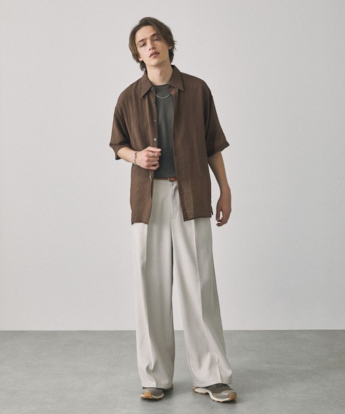 EMMA CLOTHES(エマクローズ)の「シアーS/Sルーズシャツ EMMA CLOTHES(シャツ/ブラウス・メンズ・ブラウン/ブラック/グレイッシュブルー/ライトベージュ/ネイビー・L/M)」の13枚目の写真